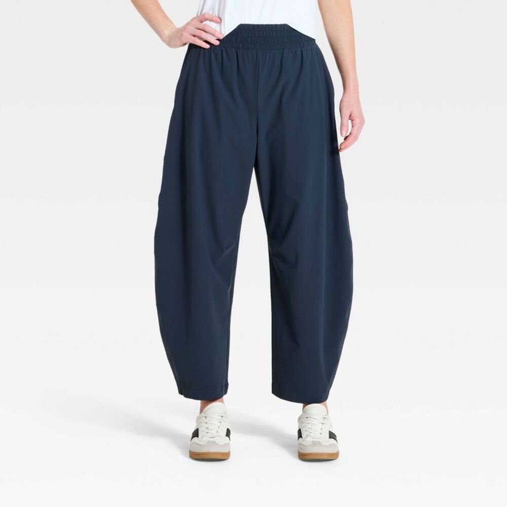 All In Motion - Women's High-Rise Woven Barrel Leg Pants - All In  Blue